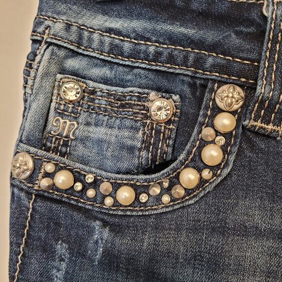 Miss Me Women’s Size 29 Bootcut Jeans Embellished Pockets Blue Denim Rhinestone - Picture 3 of 10